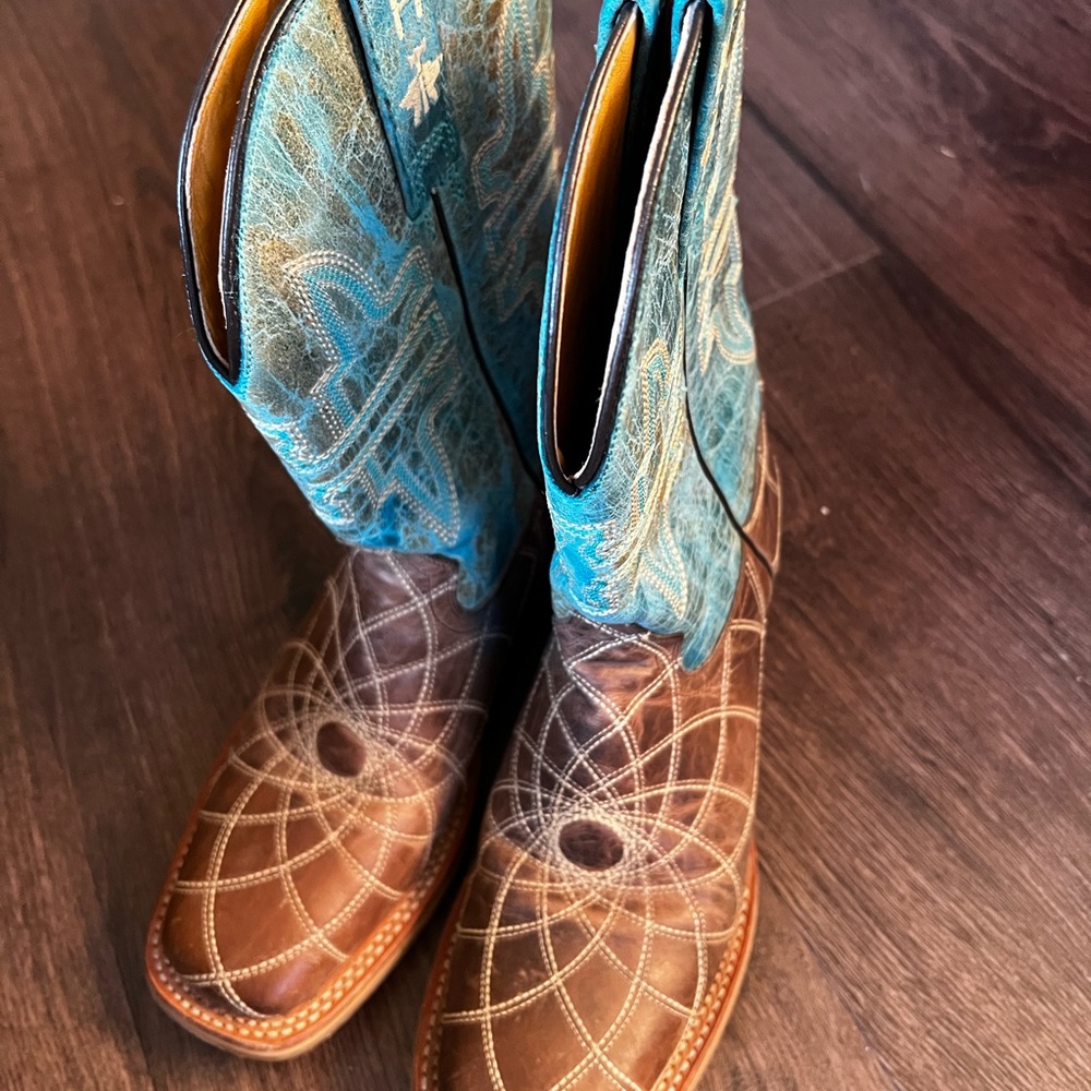 Brown and Blue Western Boots